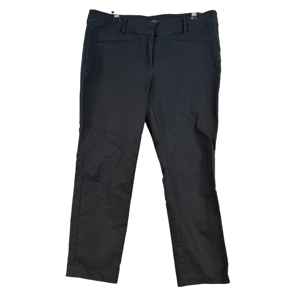 Ann Taylor Womens Black Cotton Stretch Ankle Pants Size 14 Capsule Wardrobe